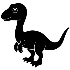 baby dinosaur, dragon  black silhouette vector, Simple silhouette Design vector icon with white background.