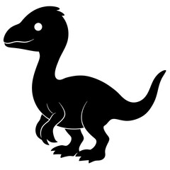 baby dinosaur, dragon  black silhouette vector, Simple silhouette Design vector icon with white background.