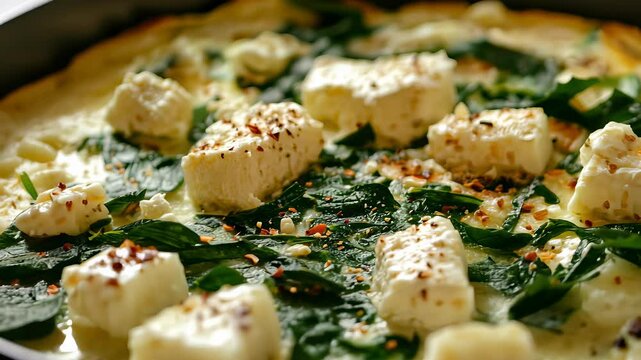 Delicious spinach and cheese frittata prepared at home for a hearty breakfast or brunch