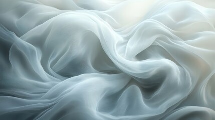 Obraz premium Abstract flowing fabric in soft white and grey waves