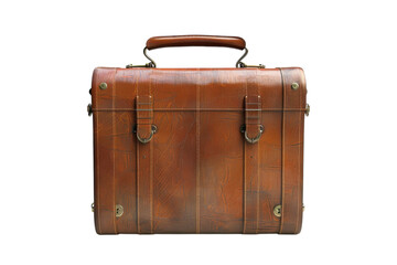 A vintage leather briefcase with a polished finish rests on a light surface, evoking nostalgia for past travels and adventures