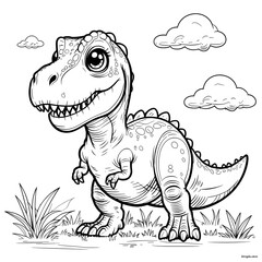 Discover the fun and adorable world of dinosaurs with this Kawaii T. Rex Coloring Page! This cute baby Tyrannosaurus Rex is designed in a simple, bold-outlined style, making it perfect for kids, toddl
