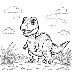 Discover the fun and adorable world of dinosaurs with this Kawaii T. Rex Coloring Page! This cute baby Tyrannosaurus Rex is designed in a simple, bold-outlined style, making it perfect for kids, toddl