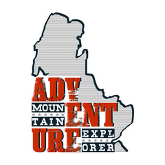 adventure mountain explorer text with rugged shape vector illustration design
