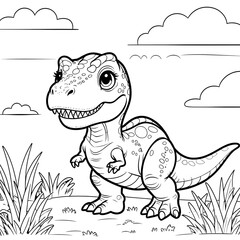 Discover the fun and adorable world of dinosaurs with this Kawaii T. Rex Coloring Page! This cute baby Tyrannosaurus Rex is designed in a simple, bold-outlined style, making it perfect for kids, toddl