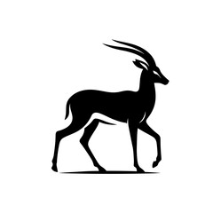 Fototapeta premium Antelope walking silhouette on white background