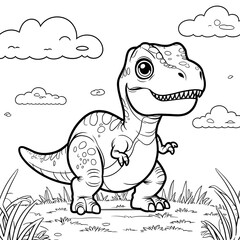 Discover the fun and adorable world of dinosaurs with this Kawaii T. Rex Coloring Page! This cute baby Tyrannosaurus Rex is designed in a simple, bold-outlined style, making it perfect for kids, toddl