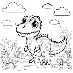 Discover the fun and adorable world of dinosaurs with this Kawaii T. Rex Coloring Page! This cute baby Tyrannosaurus Rex is designed in a simple, bold-outlined style, making it perfect for kids, toddl