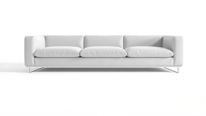 "3D Render of a Modern Stylish Light Gray Sofa on a White Background"