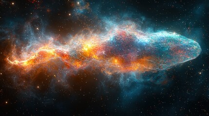 Fototapeta premium Cosmic Nebula: A Celestial Tapestry of Fire and Ice