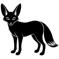 Obraz premium Fox black silhouette vector, Simple silhouette Design vector icon with white background.