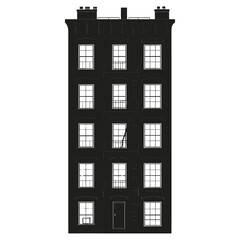 Naklejka premium American apartment architecture silhouette building vector