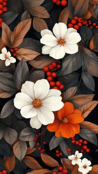 Dise&ntilde;o de fondo floral elegante con flores y hojas