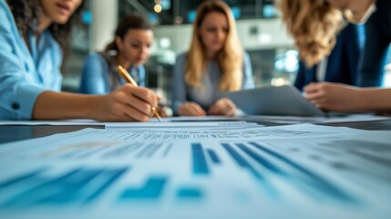 Business team conducting regulatory compliance review legal documents compliance office