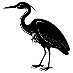 Obraz premium heron bird black silhouette vector, Simple silhouette Design vector icon with white background.