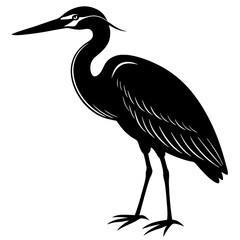 heron bird black silhouette vector, Simple silhouette Design vector icon with white background.