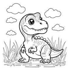 Discover the fun and adorable world of dinosaurs with this Kawaii T. Rex Coloring Page! This cute baby Tyrannosaurus Rex is designed in a simple, bold-outlined style, making it perfect for kids, toddl