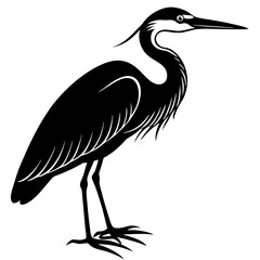 heron bird black silhouette vector, Simple silhouette Design vector icon with white background.