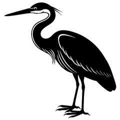 Obraz premium heron bird black silhouette vector, Simple silhouette Design vector icon with white background.