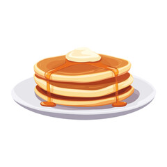 Pancakes in a plate with maple syrup on top illustration food art vector