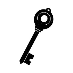 key black silhouette vector, Simple silhouette Design vector icon with white background. Vintage key 