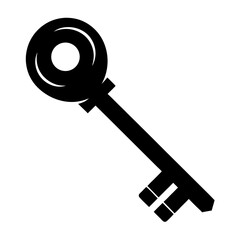 key black silhouette vector, Simple silhouette Design vector icon with white background. Vintage key 