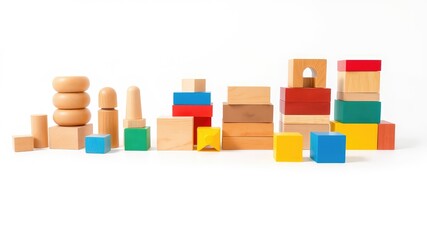 Obraz premium Colorful wooden toy blocks, Toys pictures images, toys for children, children's toys background, 