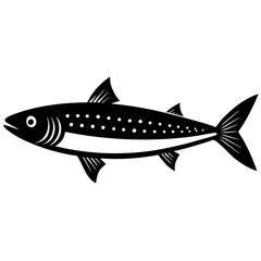 mackerel fish black silhouette vector, Simple silhouette Design vector icon with white background.