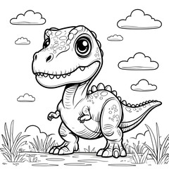Discover the fun and adorable world of dinosaurs with this Kawaii T. Rex Coloring Page! This cute baby Tyrannosaurus Rex is designed in a simple, bold-outlined style, making it perfect for kids, toddl