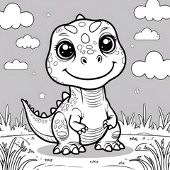 Discover the fun and adorable world of dinosaurs with this Kawaii T. Rex Coloring Page! This cute baby Tyrannosaurus Rex is designed in a simple, bold-outlined style, making it perfect for kids, toddl