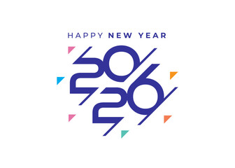 Happy New Year 2026 Greeting banner logo design illustration, Modern Creative and Colorful 2026 new year vector background