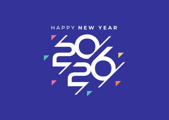 Happy New Year 2026 Greeting banner logo design illustration, Modern Creative and Colorful 2026 new year vector background