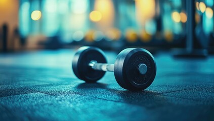 Gym dumbbell on floor