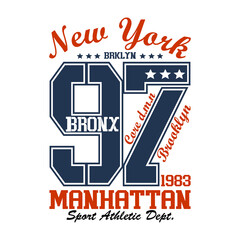 Fototapeta premium new york bronx 97 manhattan sport athletic vector typography