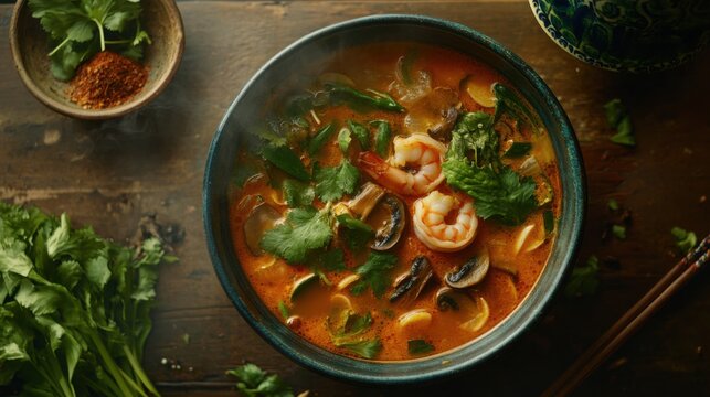 Sopa de camarones con cilantro
