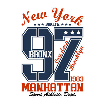 new york bronx 97 manhattan sport athletic vector typography