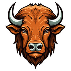 Fototapeta premium Buffalo head retro logo illustration wildlife animal vector