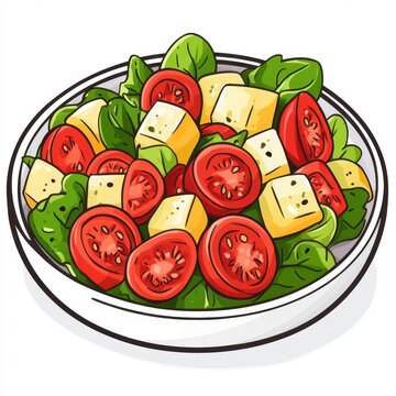 salad bowl tomatoes cheese greens clip art preview