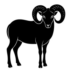 ram black silhouette vector, Simple silhouette Design vector icon with white background.