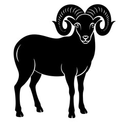 ram black silhouette vector, Simple silhouette Design vector icon with white background.