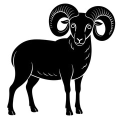 ram black silhouette vector, Simple silhouette Design vector icon with white background.