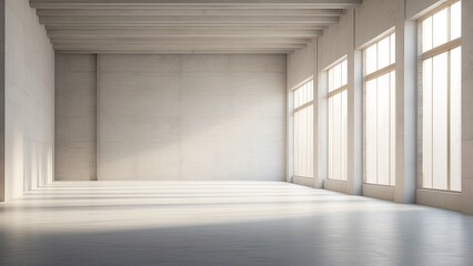 Fototapeta premium A bright, open interior of a wooden structure under construction,