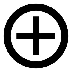 Greek Cross Crux quadrata christian crosses icon in circle round black color vector illustration image solid outline style