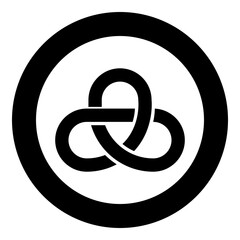 Gordian knot Sacred geometry symbol icon in circle round black color vector illustration image solid outline style