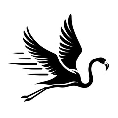 Fototapeta premium Flamingo flying fast silhouette in motion