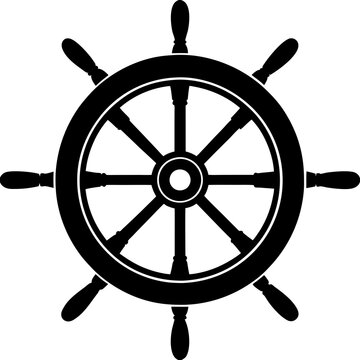 recommend clip art: ship steering wheel black silhouette vector, Simple silhouette Design vector icon with white background.