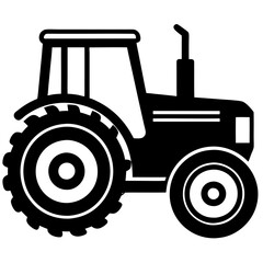 tractor black silhouette vector, Simple silhouette Design vector icon with white background.