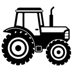 tractor black silhouette vector, Simple silhouette Design vector icon with white background.