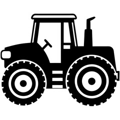 tractor black silhouette vector, Simple silhouette Design vector icon with white background.