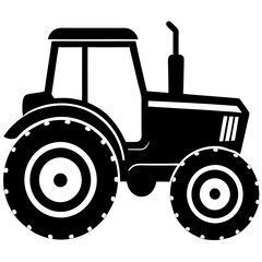 tractor black silhouette vector, Simple silhouette Design vector icon with white background.